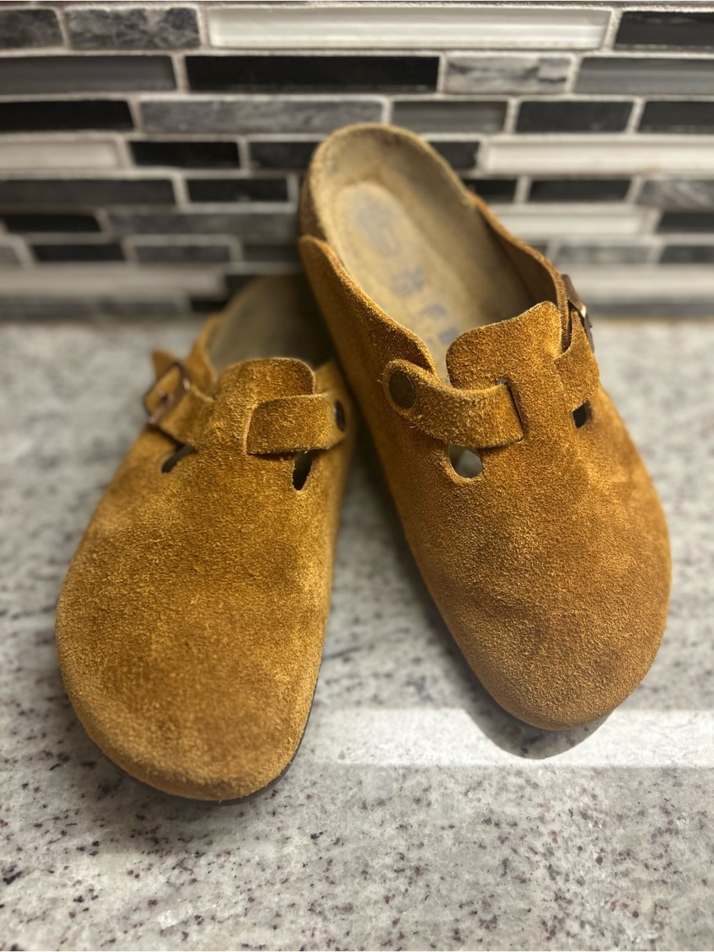 Birkenstock Boston Suede Slip-On Clog - Mustard Brown size 5(36)